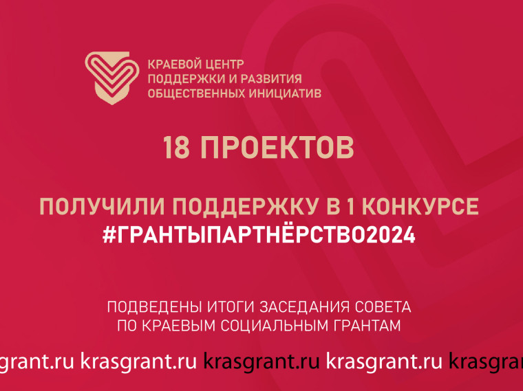 Итоги 1 этапа 1 конкурса грантовой программы Красноярского края «Партнерство» 2024 года. Итоги 1 этапа 1 конкурса грантовой программы Красноярского края «Партнерство» 2024 года.